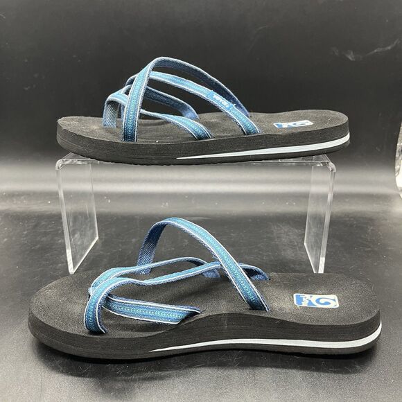 Teva Mush Women's Olowahu Strappy Flip Flop Sandals Size 7 Blue Multi - Picture 2 of 6
